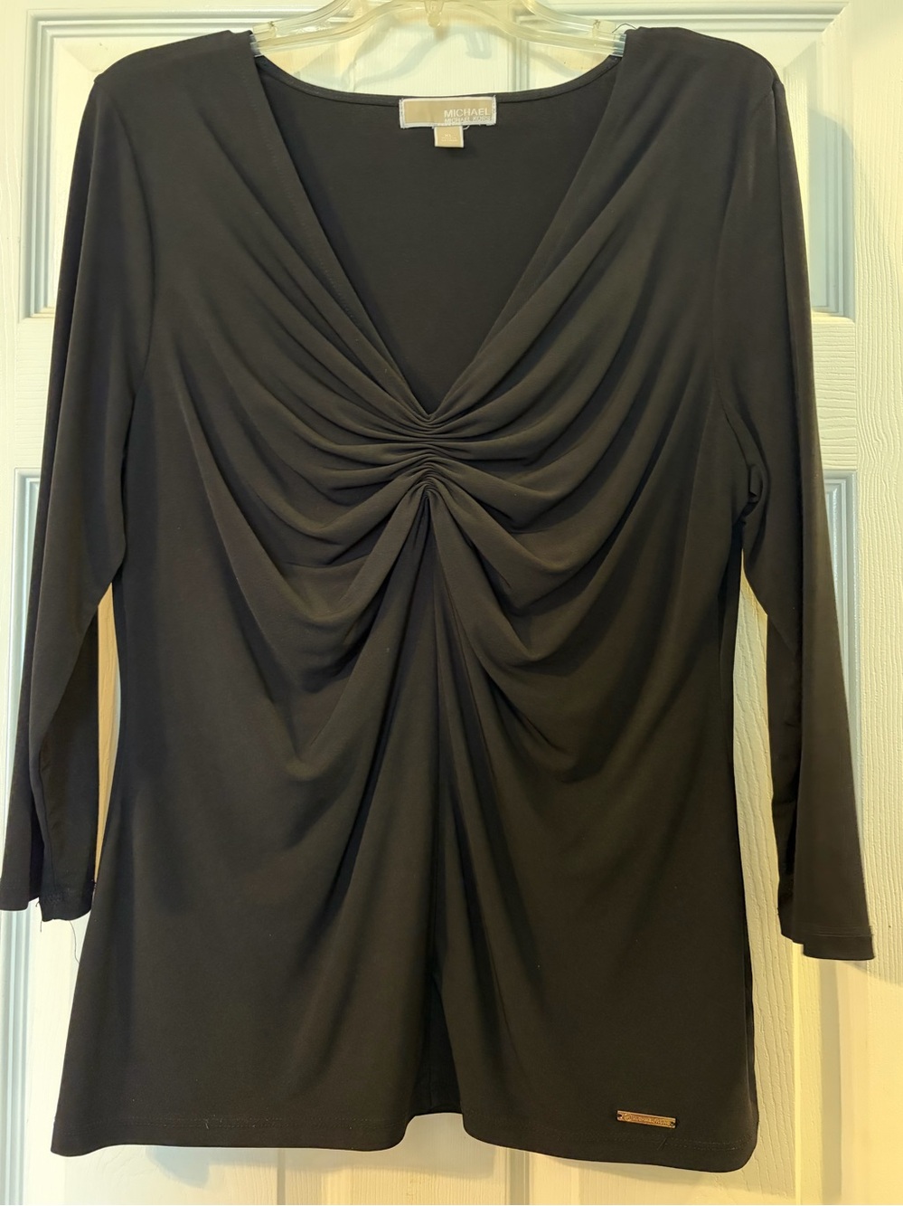 Michael Kors Black Top with Gold Logo Plaque